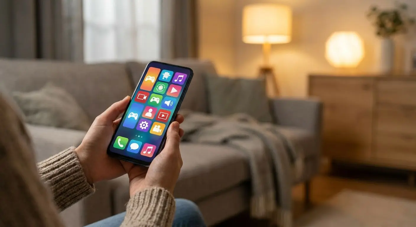 Person använder Android-telefon med mobilanpassat PlayOJO-inspirerat gränssnitt