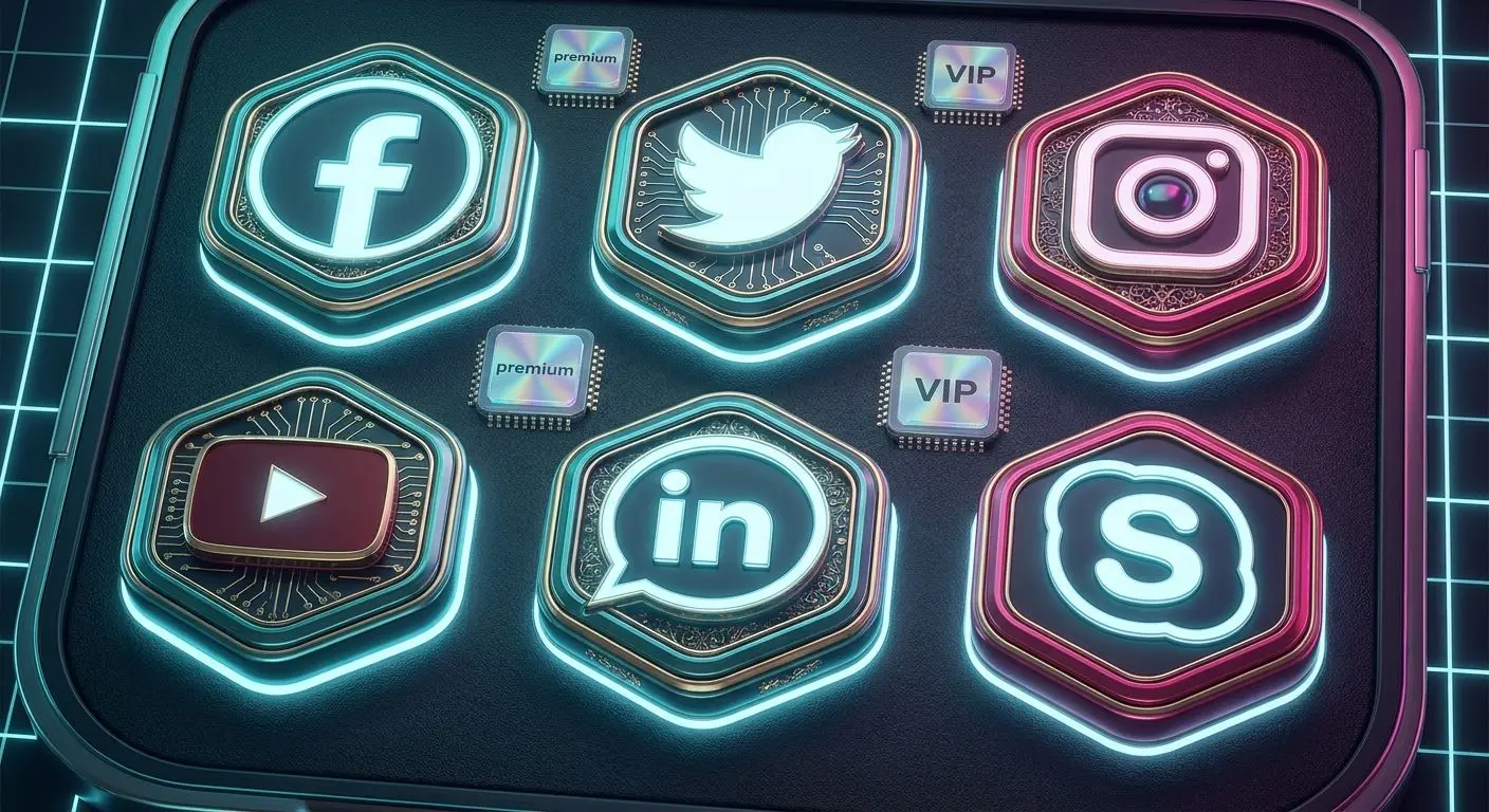 Sociala medieikoner i PlayOJO-stil med diskret highroller-känsla