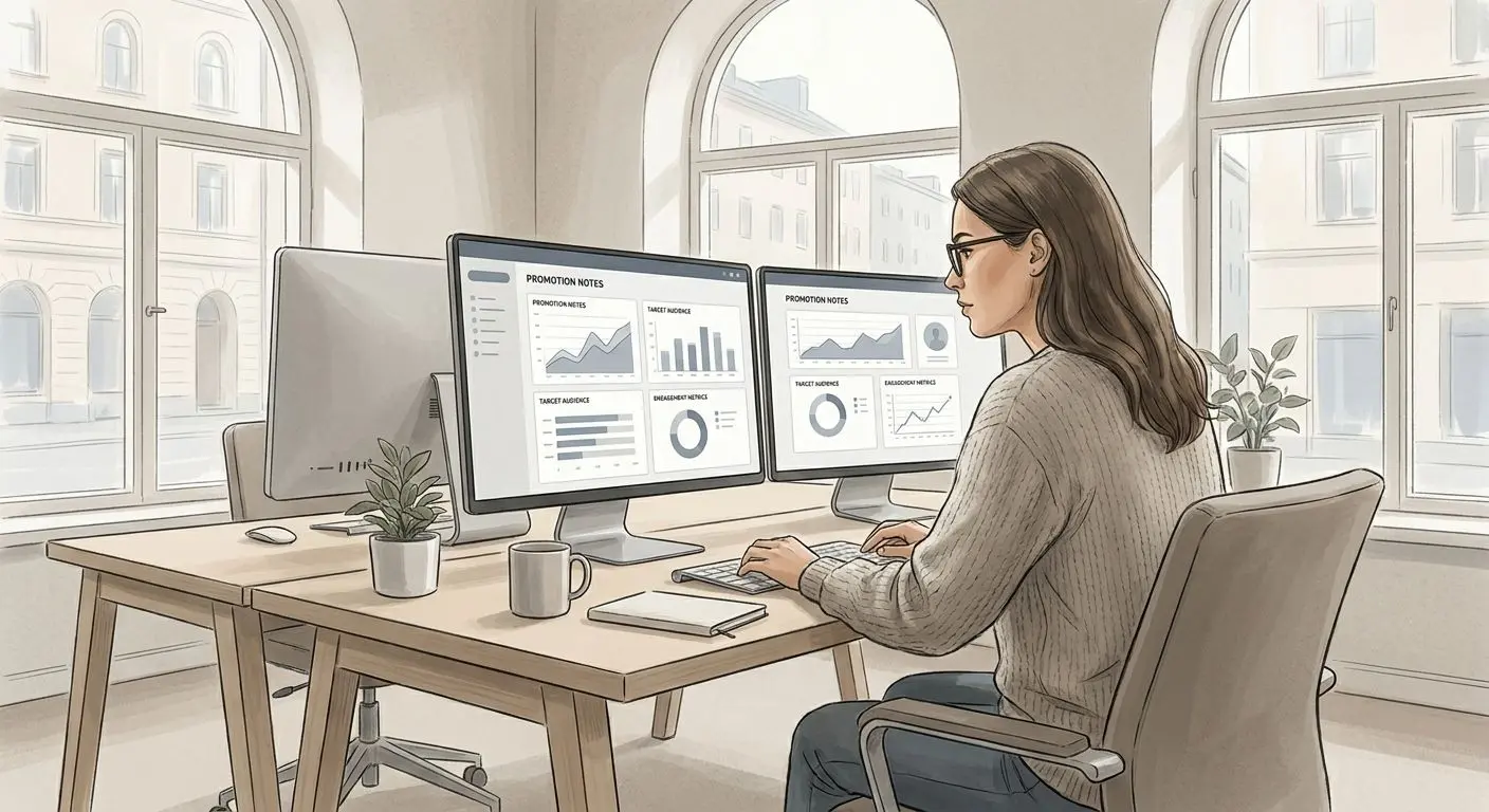 Författarillustration av en analytiker vid skrivbord