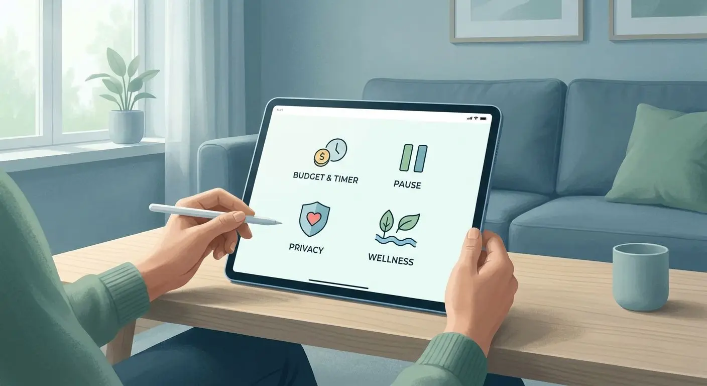 Lugna spelkontroller med tidsgräns och budgetsymboler